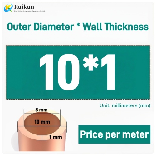 Tube en cuivre rouge de 10 mm pour les besoins de réfrigération