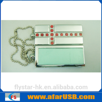 Cross USB flash drive, jewelry usb drive with crystal stones