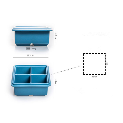 Stampi per ghiaccio a cubetti di silicone a 4 ghiaccio con coperchi