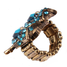 2012 Hot Sale Owl 24k Gold Finger Ring With Simulated Diamond Ring With Sea-Blue Zircon Ring