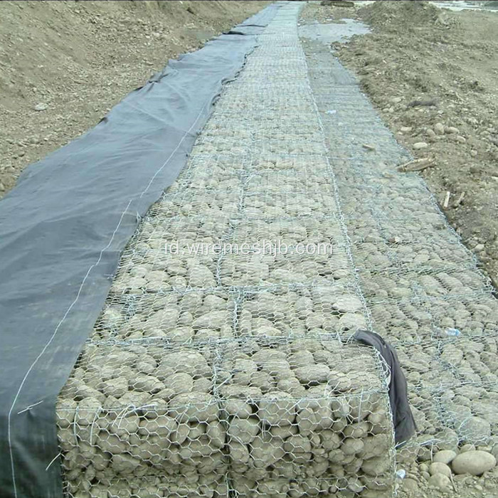 Hot mencelupkan Galvanized Hexagonal Mesh Gabion Basket