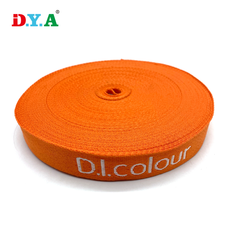 Wholesale Durable custom jacquard polyester webbing strap 2cm orange jacquard webbing tape