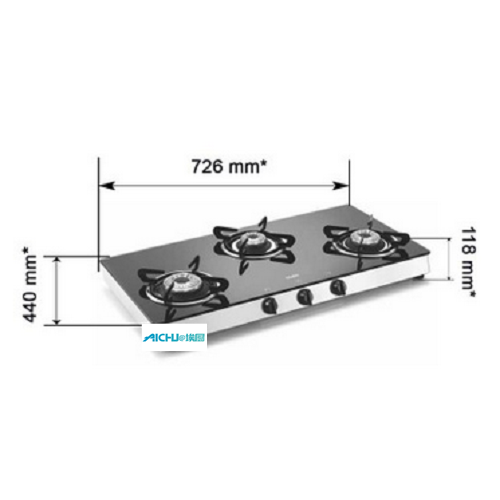 Mesa de vidrio estufa de gas 3 quemadores