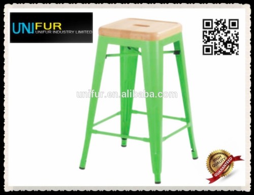 Colorful metal bar stool footrest covers with wooden base