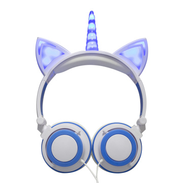 Casque d&#39;écoute pliable avec oreilles de chat licorne pour enfants