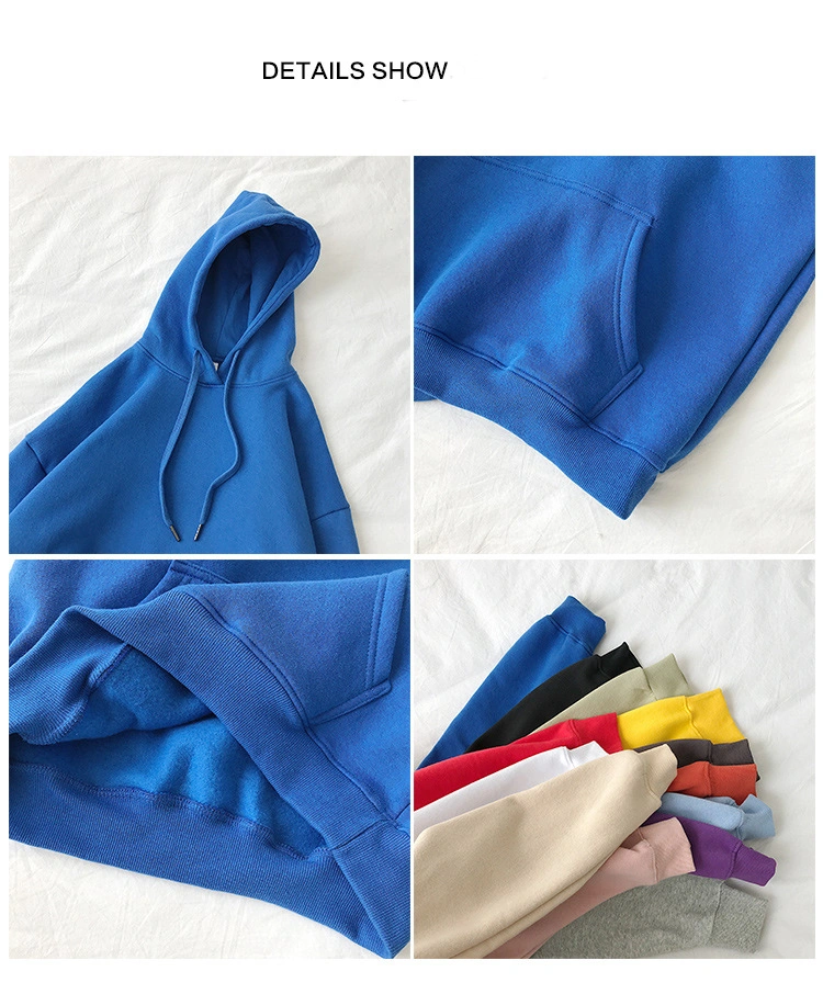 Solid Color Sports Outdoor Hooded Loose Pullover Hoodie