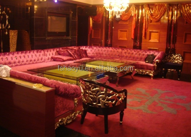 Χονδρικός καναπές μπαρ από κόκκινο ύφασμα, μακρύς καναπές ντίσκο, μακρύς υφασμάτινος καναπές ξενοδοχείου (CF022)