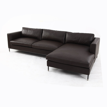 Italian Black Aniline Leather Larson Sofa