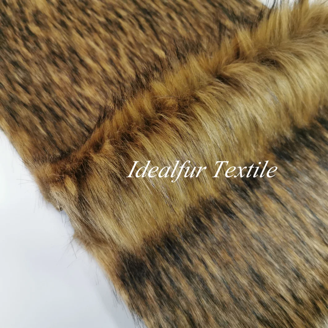 Tip Dyed Long Pile Brown Faux Fur Fabric for Coat