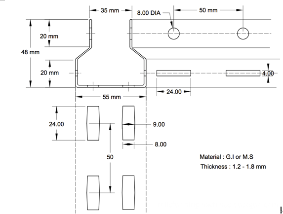 drawing profile of market shelf pillar