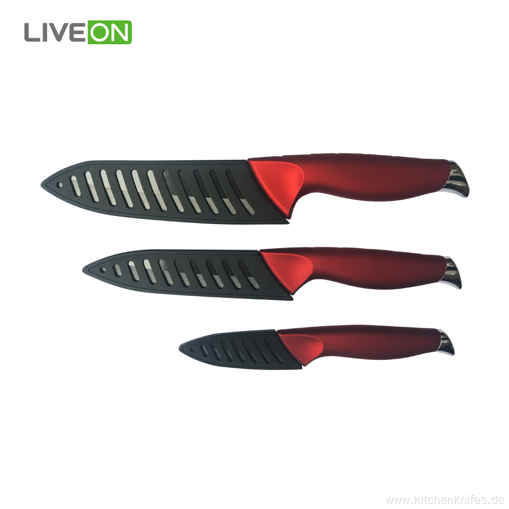 Black 3pcs Ceramic Knife Set With Sheaths
