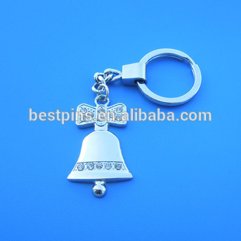 Shiny Crystal Silver Jingling Bell Christmas Keychain