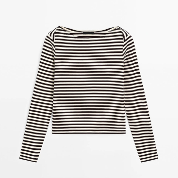 Women's basic versatile detail striped long sleeved T-shirt