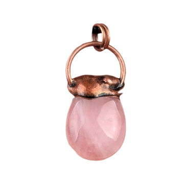 High Quality Fashion Retro 30MM Natural Crystal Gemstone Pendant for Women Men Red Copper Bag Style Pendant Jewelry