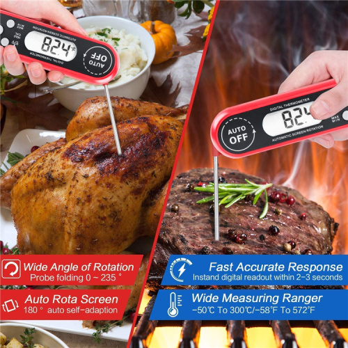 Ψηφιακό θερμόμετρο κρέατος εξαιρετικά γρήγορης οθόνης αυτόματης περιστροφής