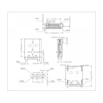 Porta di visualizzazione 20p spina a sfacciamento 1,6 mm, con gancio