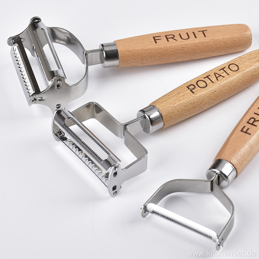 Wooden stainless steel potato fruit peeler