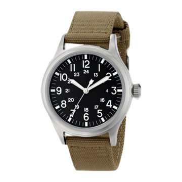 Elegant Luminant Hands Sport Watch, Nylon Strap, IPS Plating, Free Logo Imprint OEM