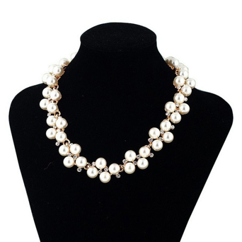 Handmade Chain Full Rhinestones Bride Pearl Necklace Jewelry