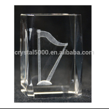 3D Crystal musical instrument crystal block for engraving in craving crafts
