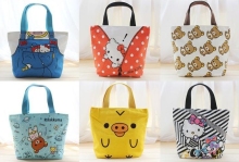 Color Block Canvas Tote Bag