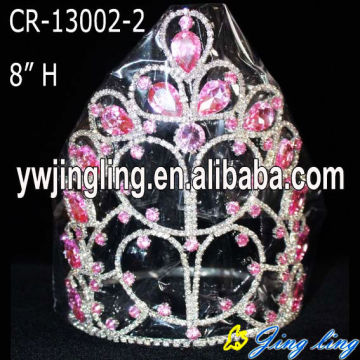 Flor forma grueso Rhinestone concurso coronas