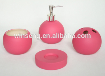 Cheap Ceramic Round Pink Bathroom Set