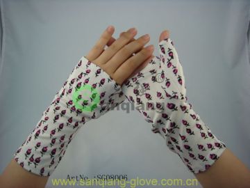 new fashional lady's flower printed silk fingerless gloves