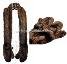YR238 Genuine Mink Tail Knitted Fur Scarf & Glove Two Way