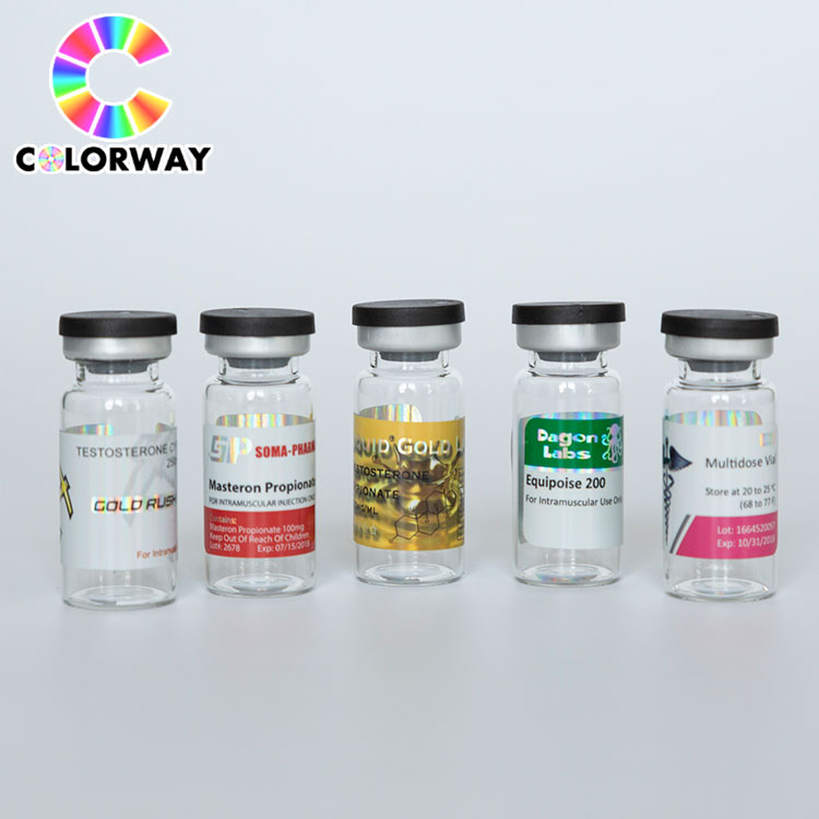 Recycling free design pharmaceutical vial box custom hologram 10ml vial sticker