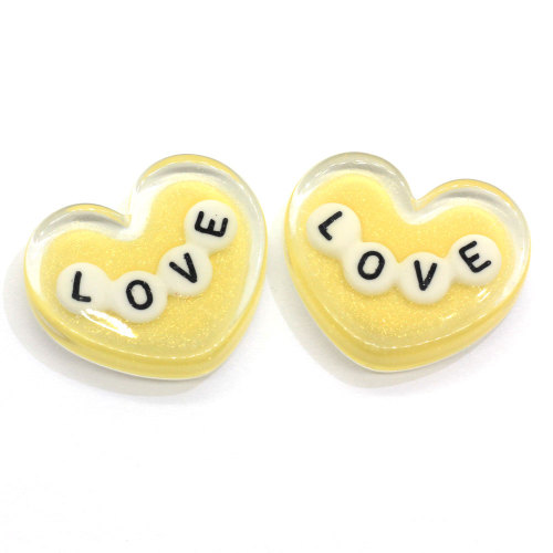 Resin Charms Hot Selling Newest Products Heart LOVE Theme Cute Colorful Resin Beads Flat Back Stickers for Craft DIY