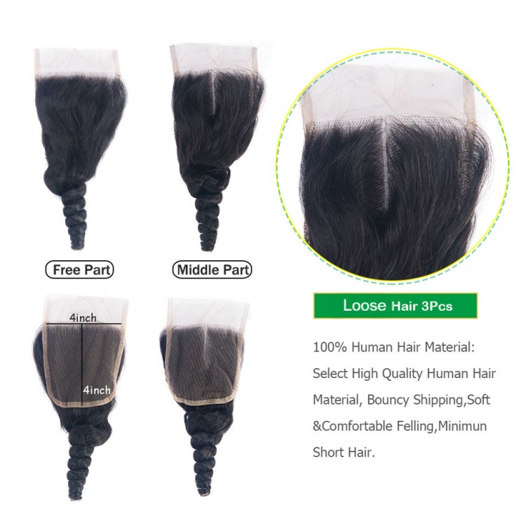 Hot Selling Grade 10A Raw Peruvian Loose Wave Hair Lace Closure Virgin Cuticle Aligned Hair
