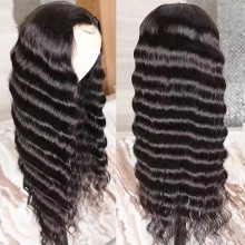 Wholesale loose deep wave frontal lace Brazilian wig raw virgin hair pre plucked front lace wig human hair wig transparent lace