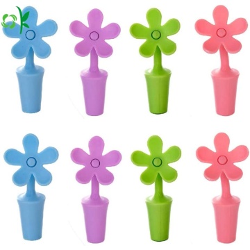 Custom Flower Design Silicone Wine Bottle Stopper