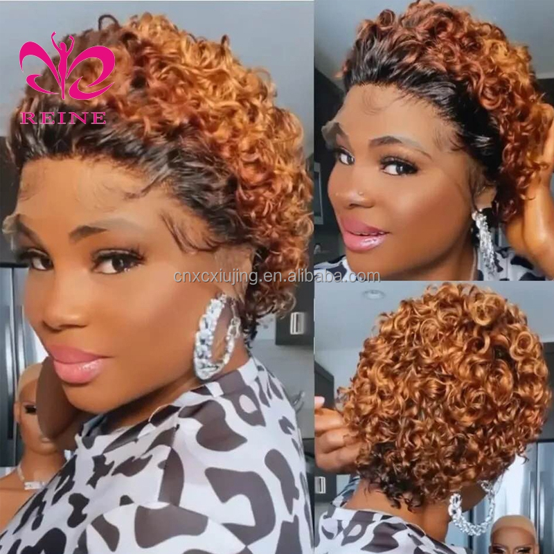 Virgin Human Hair Short Wigs,Cambodian Cuticle Aligned Wholesale Price Wigs 13*4*1 T part  Lace Front Pixie Cut Wig