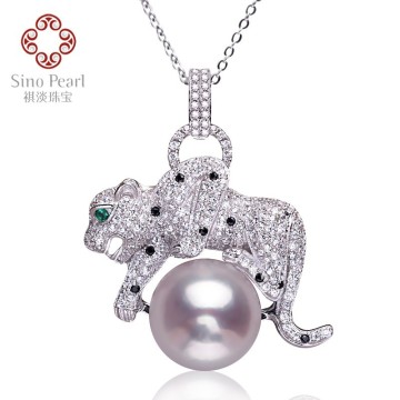 AAA 10-11MM Purple 925 Silver Freshwater Pearl Pendant Leopard PP051