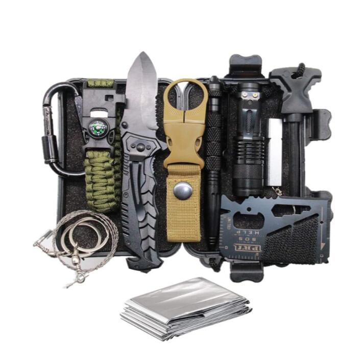 Camping Emergency 12 in 1 Survival Gear Kit,Cool Unique Gifts for Men Husband Dad Boyfriend, Fun Gadget Mens Gifts Ideas