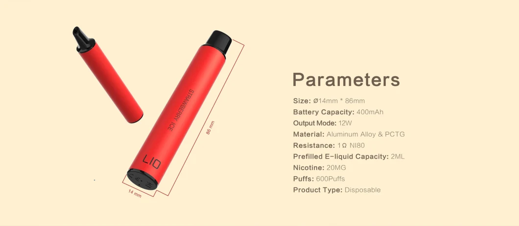 Anti-Leaking Vape Disposable Vape Pen Electronic Cigarette Natural Flavor Lio Mini 600 Puff Bar Disposable Vape Unique Vape Pen Vaporizer Vape