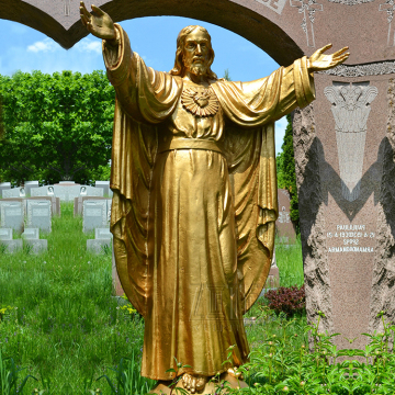 Outdoor Garden Ornament bronze brass jesus statue welcoming christ sculpture