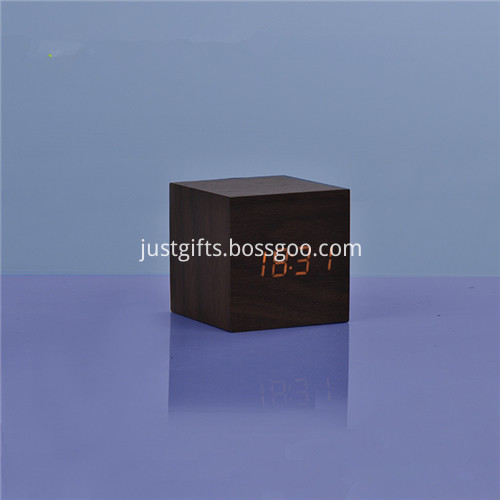 Promotional LED Wooden Square Desk Clock 2