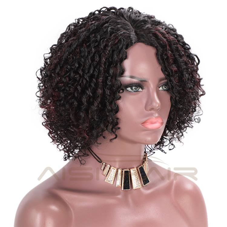 Aisi Hair Synthetic Afro Curly Short Wigs Black Mixed Bug Short Deep Curly Wigs Kinky Curly Hair Wigs for Women