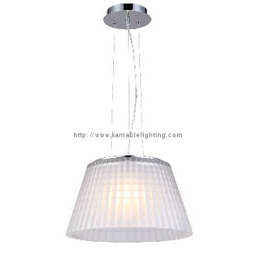 White elegant steel glass shade pendant light