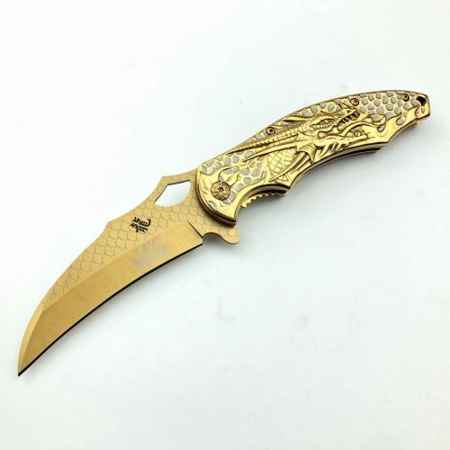 Loong Embossed Fast Open Pocket Knife