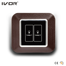 2 Gangs Lighting Switch Touch Panel Leather Outline Frame (AXL-LE-L2)