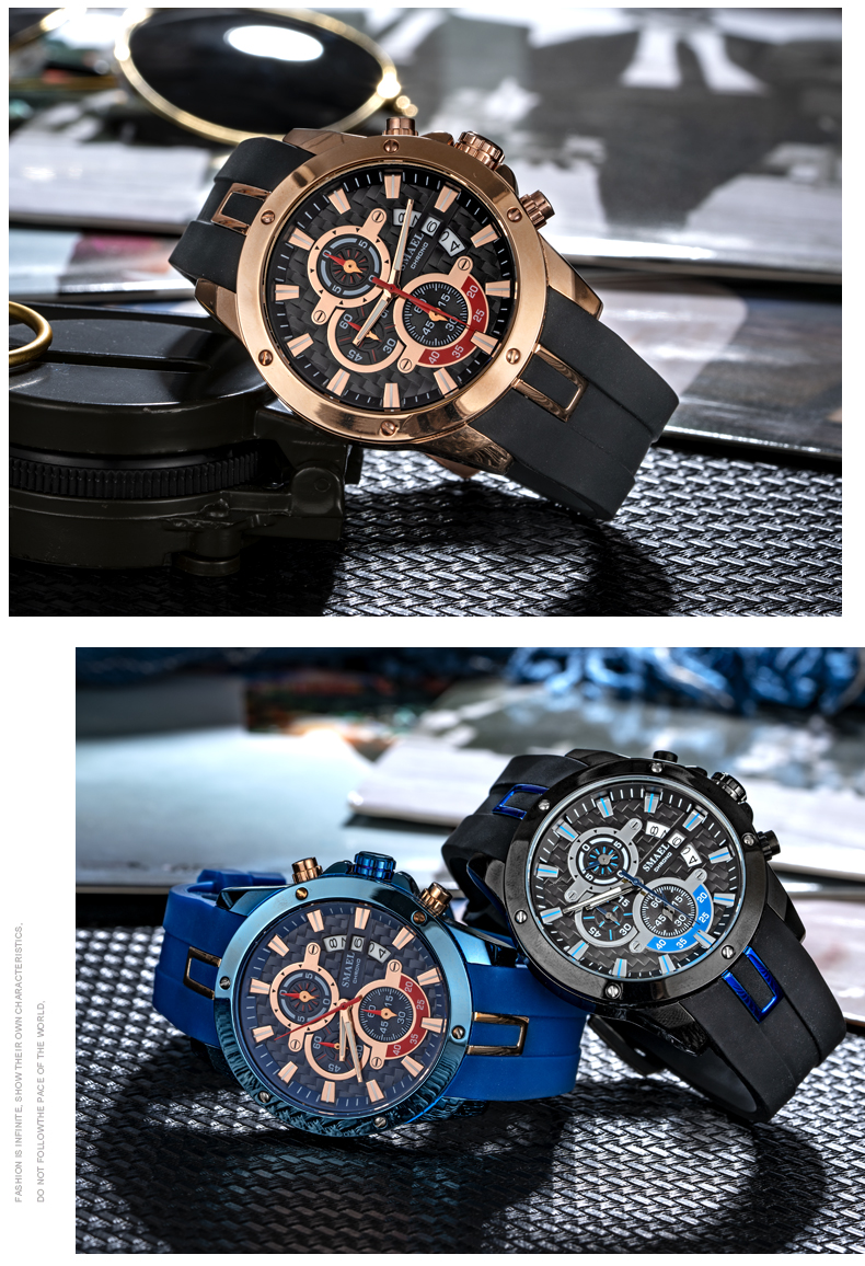 SMAEL 9087 Men Watches Sports Watches Military Watch Outdoor Chronograph Dual LED Display Relogio Masculino