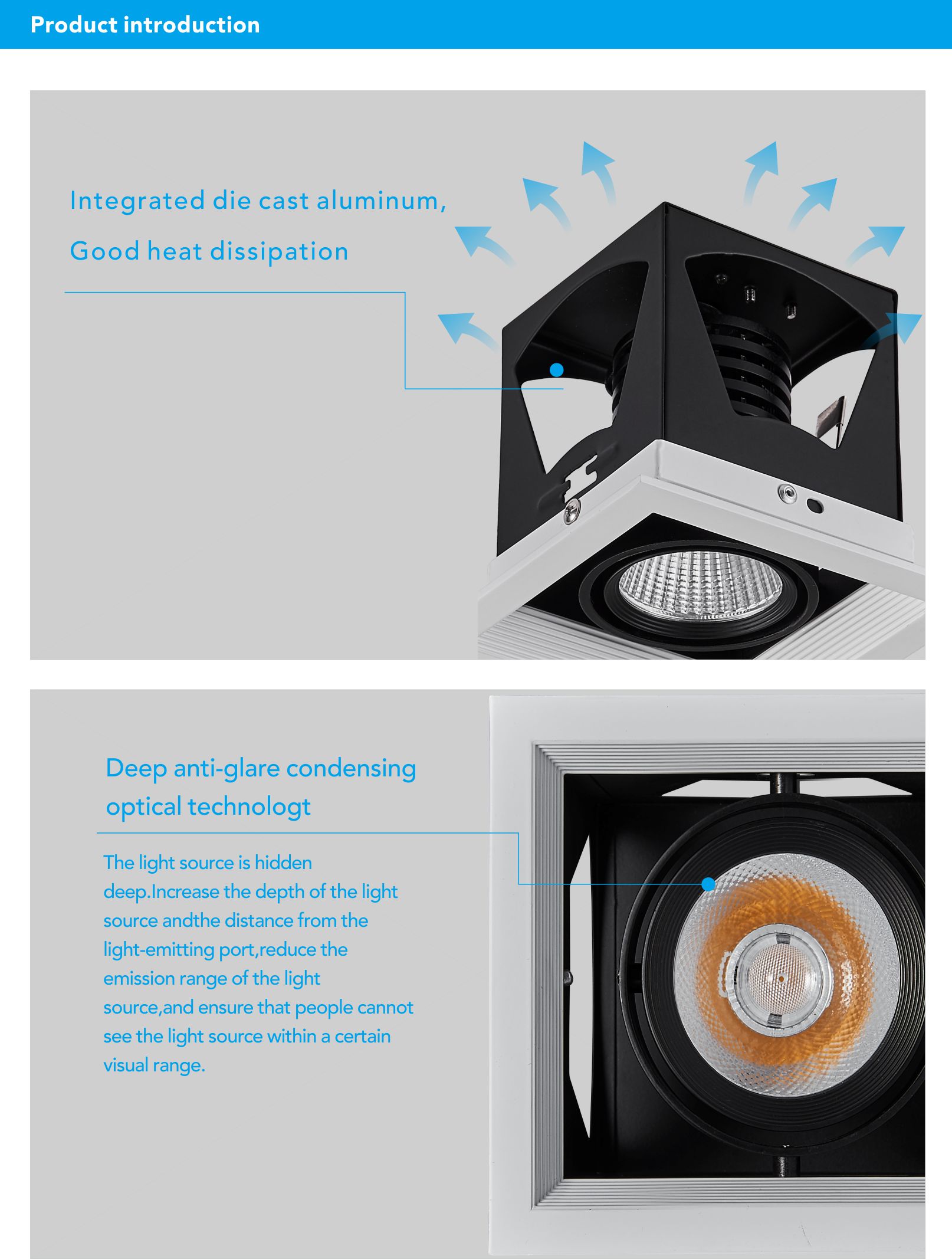 10W Aluminum Led Grille Light Details