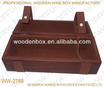 Wooden wine box with belt buckle