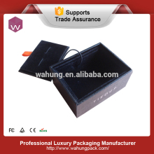 Black leather personalized fashion cufflink box for men