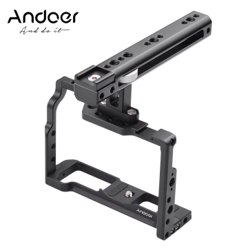 Andoer Aluminum Alloy Camera Cage Kit Protective Vlog Cage with Metal Top Handle Film Making System for Fujifilm X-T3 X-T2 ILDC