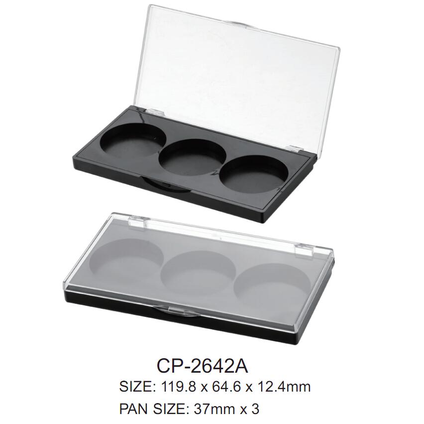 Square Eyeshadow Case with 3 round godets